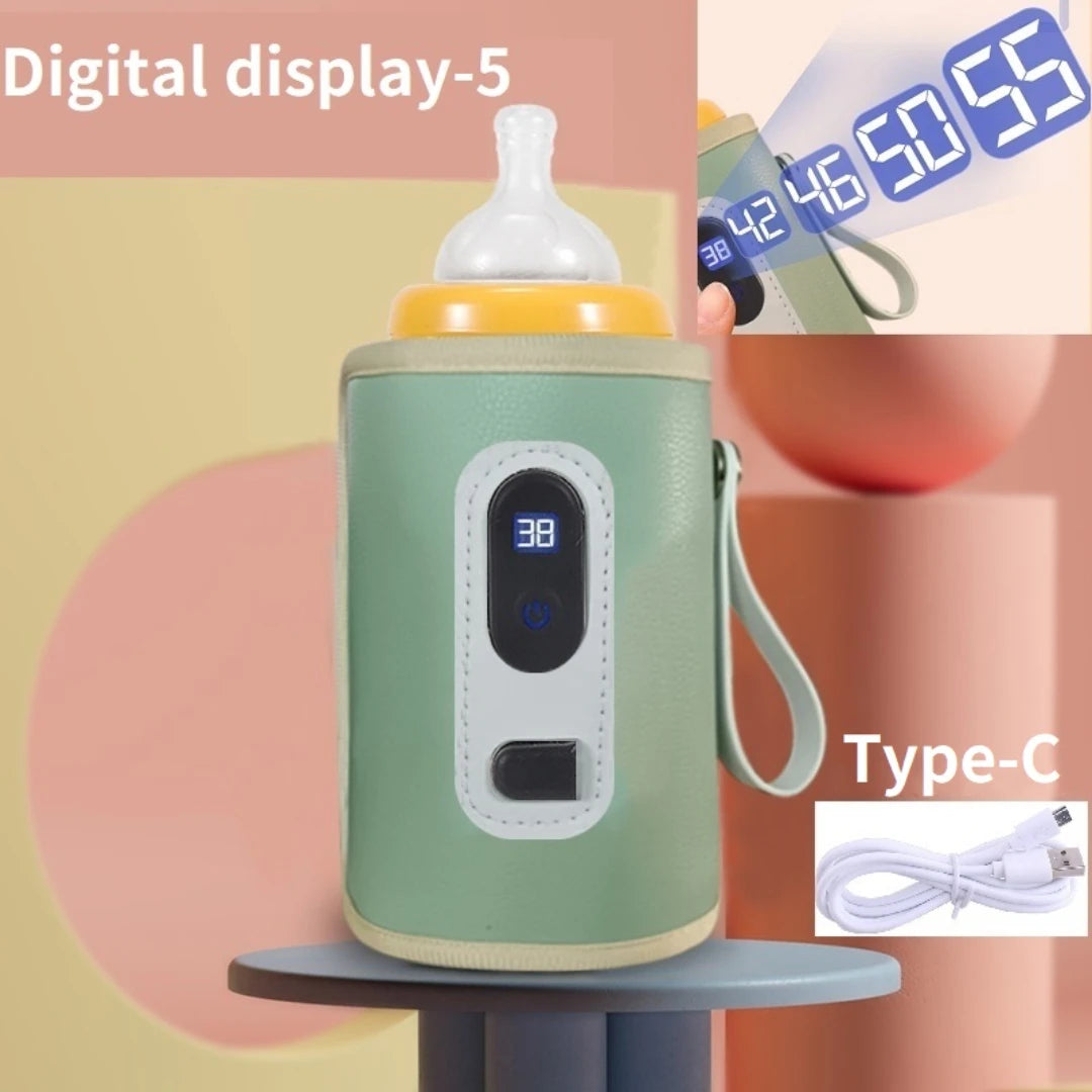 USB Baby Milk Bottle Thermal Bag Universal Digital Display Nursing Bottle Heater Portable Baby Milk Heat Keeper for Traveling